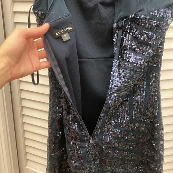 Macy's Navy Sequin Mini Dress - Picture 9 of 15